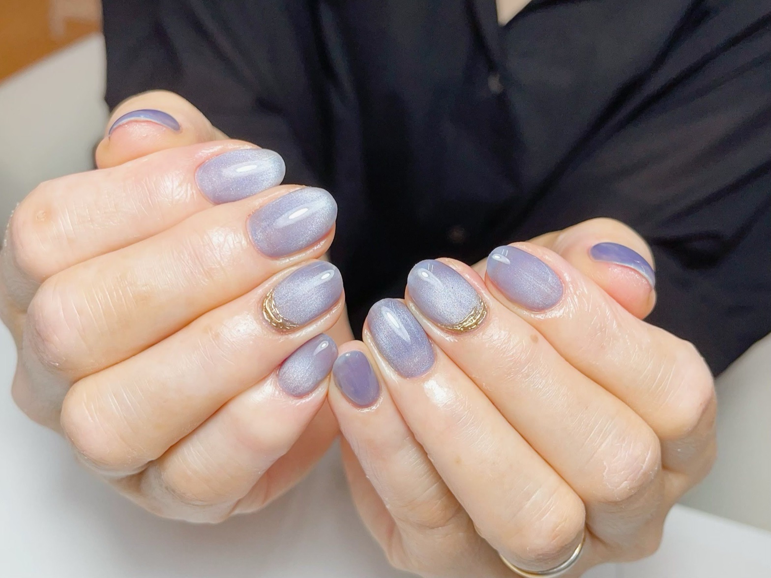 青梅市 Welina ハンドコース うるみブルーパープル＋ゴールドリング ¥12,500